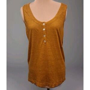 Joie Women's Tank Top Sz M Mustard Yellow Goldenrod 100% Linen  Breathable